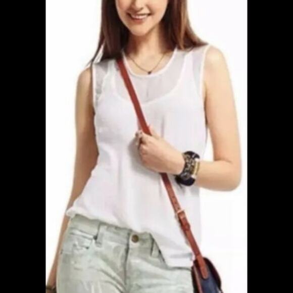 CAbi Medium Marisa White Mesh Tank Top - Picture 2 of 8